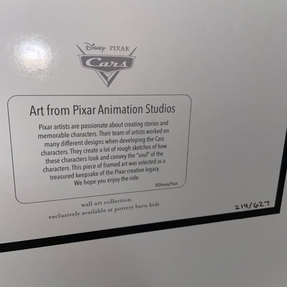 Disney PIXAR Cars ‘Lightening McQueen’ Collectable Framed Print - Pottery Barn - Picture 8 of 15
